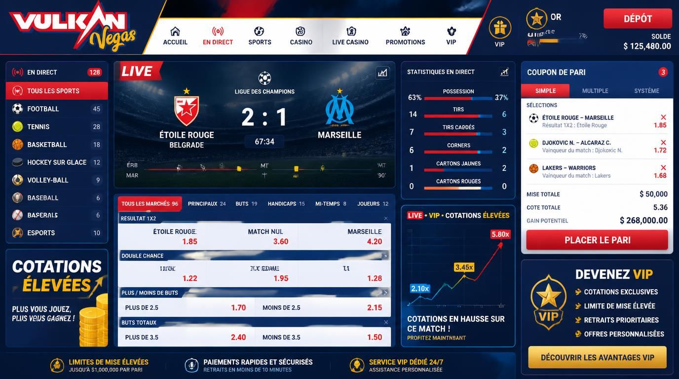illustration montrant une interface live avec paris sportifs et badge VIP pour joueurs Ă hauts enjeux France