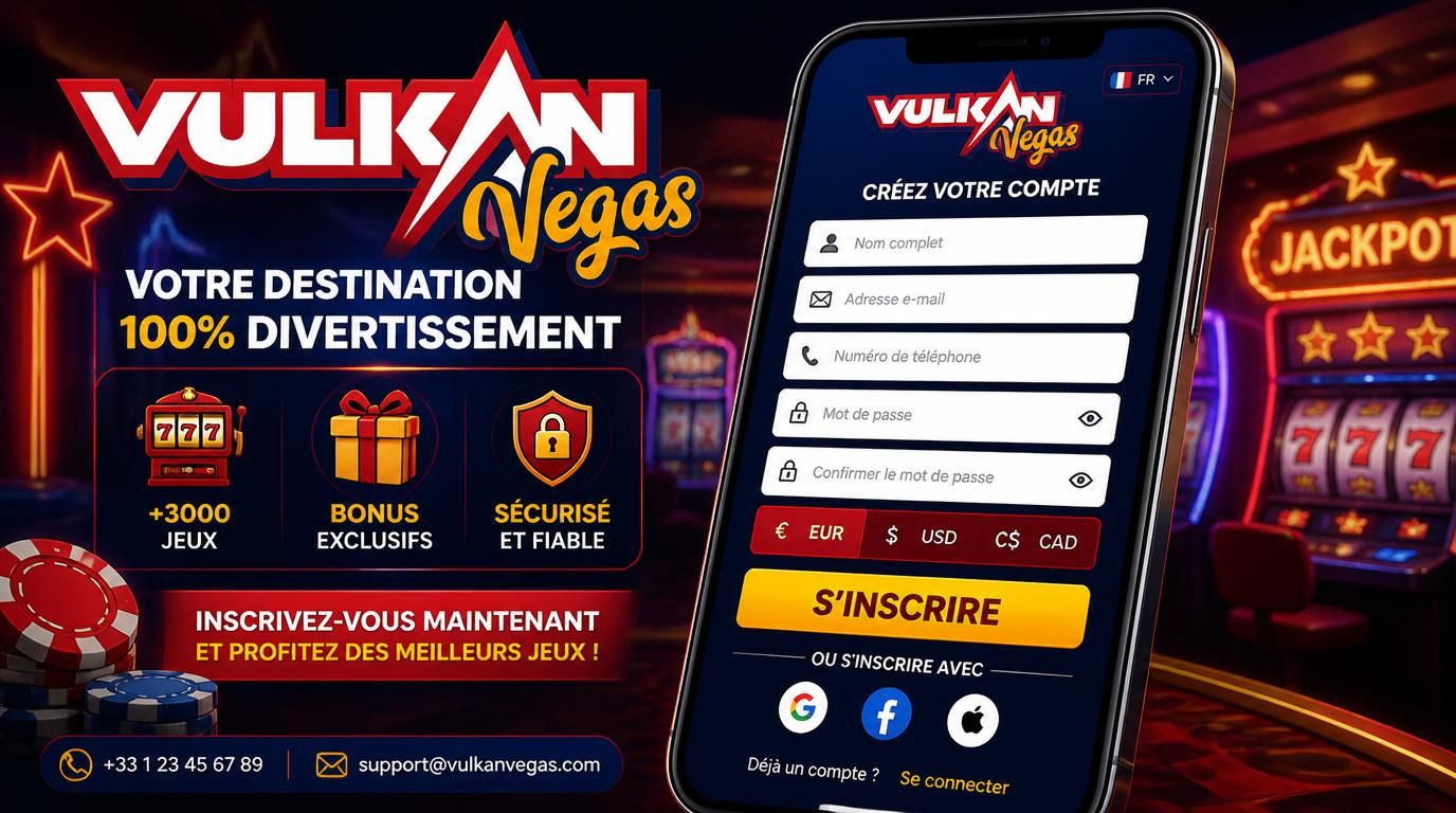 Interface mobile d’inscription Vulkan Vegas sur smartphone avec boutons Sign Up visibles et formulaires adaptés