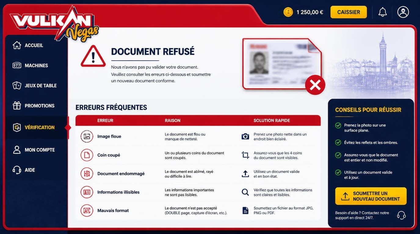 Tableau des blocages fréquents dans la vérification KYC avec animations d’erreur