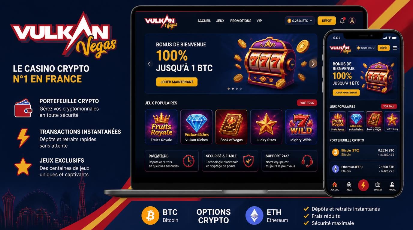 Interface montrant transactions crypto rapides et jeux exclusifs